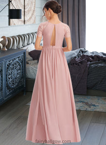 Zaniyah A-Line Floor-Length Bridesmaid Dress With Lace XXCP0013151