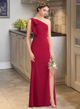 Load image into Gallery viewer, Esmeralda Sheath/Column One-Shoulder Floor-Length Stretch Crepe Bridesmaid Dress With Split Front XXCP0013153