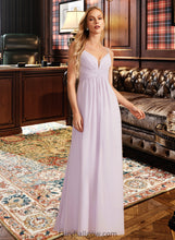 Load image into Gallery viewer, Amaya A-Line V-neck Floor-Length Bridesmaid Dress With Ruffle XXCP0013154