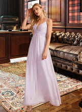 Load image into Gallery viewer, Amaya A-Line V-neck Floor-Length Bridesmaid Dress With Ruffle XXCP0013154