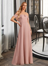 Load image into Gallery viewer, Baylee A-Line Off-the-Shoulder Floor-Length Bridesmaid Dress With Ruffle XXCP0013156