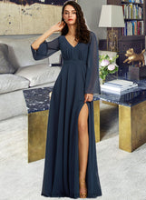 Load image into Gallery viewer, Lea A-Line V-neck Floor-Length Bridesmaid Dress With Split Front XXCP0013158