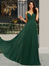 Load image into Gallery viewer, Keira A-Line V-neck Floor-Length Bridesmaid Dress With Pleated XXCP0013159