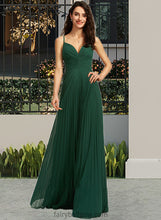 Load image into Gallery viewer, Keira A-Line V-neck Floor-Length Bridesmaid Dress With Pleated XXCP0013159