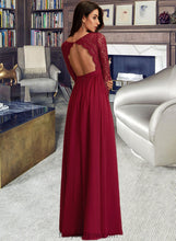 Load image into Gallery viewer, Matilda A-Line V-neck Floor-Length Chiffon Bridesmaid Dress With Lace XXCP0013160