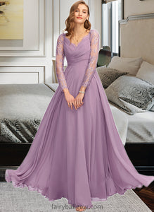 Melissa A-Line V-neck Floor-Length Chiffon Bridesmaid Dress XXCP0013162