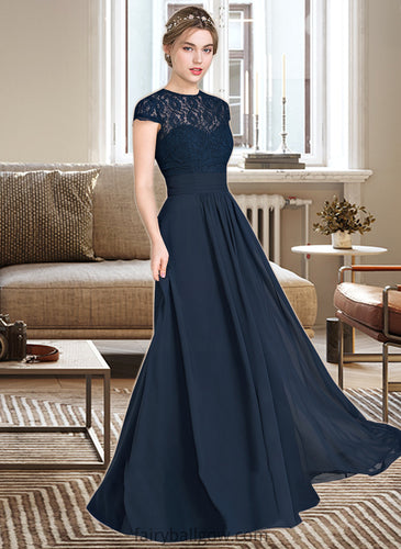 Alyvia A-Line Sweetheart Floor-Length Chiffon Lace Bridesmaid Dress With Ruffle XXCP0013163