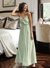 Load image into Gallery viewer, Eleanor A-Line V-neck Floor-Length Bridesmaid Dress With Ruffle XXCP0013164