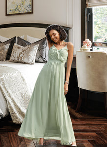 Eleanor A-Line V-neck Floor-Length Bridesmaid Dress With Ruffle XXCP0013164