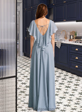 Load image into Gallery viewer, Neveah A-Line V-neck Floor-Length Bridesmaid Dress With Ruffle XXCP0013165