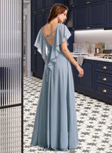 Load image into Gallery viewer, Neveah A-Line V-neck Floor-Length Bridesmaid Dress With Ruffle XXCP0013165