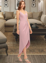 Load image into Gallery viewer, Lilianna Sheath/Column V-neck Asymmetrical Stretch Crepe Bridesmaid Dress XXCP0013167