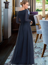 Load image into Gallery viewer, Tia A-Line V-neck Floor-Length Chiffon Bridesmaid Dress With Split Front XXCP0013169