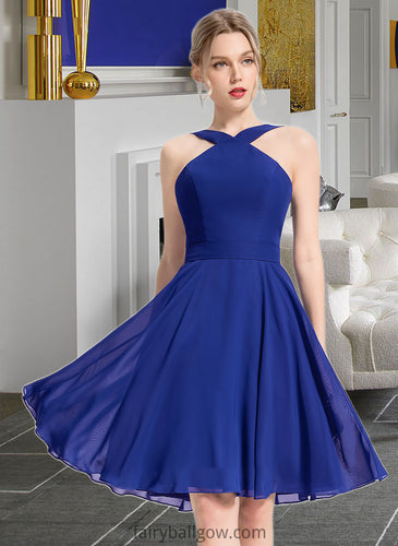 Stella A-line V-Neck Knee-Length Chiffon Bridesmaid Dress XXCP0013170