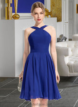 Load image into Gallery viewer, Stella A-line V-Neck Knee-Length Chiffon Bridesmaid Dress XXCP0013170