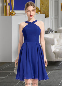 Stella A-line V-Neck Knee-Length Chiffon Bridesmaid Dress XXCP0013170