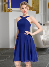 Load image into Gallery viewer, Stella A-line V-Neck Knee-Length Chiffon Bridesmaid Dress XXCP0013170