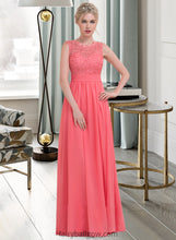 Load image into Gallery viewer, Daniella A-Line Scoop Neck Floor-Length Chiffon Lace Bridesmaid Dress With Ruffle XXCP0013171