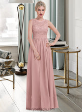 Load image into Gallery viewer, Daniella A-Line Scoop Neck Floor-Length Chiffon Lace Bridesmaid Dress With Ruffle XXCP0013171