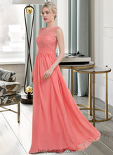 Load image into Gallery viewer, Daniella A-Line Scoop Neck Floor-Length Chiffon Lace Bridesmaid Dress With Ruffle XXCP0013171