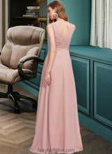 Load image into Gallery viewer, Brenda A-Line V-neck Floor-Length Chiffon Bridesmaid Dress With Ruffle XXCP0013174