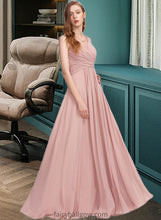 Load image into Gallery viewer, Brenda A-Line V-neck Floor-Length Chiffon Bridesmaid Dress With Ruffle XXCP0013174