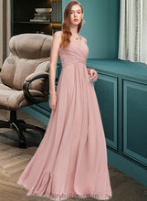 Load image into Gallery viewer, Brenda A-Line V-neck Floor-Length Chiffon Bridesmaid Dress With Ruffle XXCP0013174