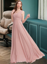 Load image into Gallery viewer, Brenda A-Line V-neck Floor-Length Chiffon Bridesmaid Dress With Ruffle XXCP0013174