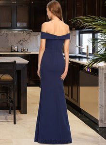 Clara Trumpet/Mermaid Off-the-Shoulder Floor-Length Stretch Crepe Bridesmaid Dress With Split Front XXCP0013175