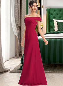 Adalyn Sheath/Column Off-the-Shoulder Floor-Length Bridesmaid Dress With Ruffle XXCP0013177