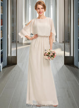 Load image into Gallery viewer, Celia Sheath/Column Scoop Neck Floor-Length Chiffon Bridesmaid Dress With Cascading Ruffles XXCP0013180