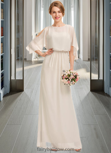 Celia Sheath/Column Scoop Neck Floor-Length Chiffon Bridesmaid Dress With Cascading Ruffles XXCP0013180