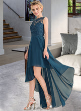 Load image into Gallery viewer, Kamora A-Line Scoop Neck Asymmetrical Chiffon Lace Bridesmaid Dress XXCP0013182