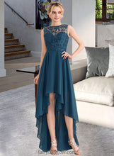 Load image into Gallery viewer, Kamora A-Line Scoop Neck Asymmetrical Chiffon Lace Bridesmaid Dress XXCP0013182