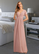 Load image into Gallery viewer, Audrey A-Line V-neck Floor-Length Bridesmaid Dress With Ruffle XXCP0013183