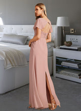 Load image into Gallery viewer, Audrey A-Line V-neck Floor-Length Bridesmaid Dress With Ruffle XXCP0013183