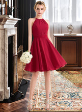 Load image into Gallery viewer, Madge A-Line Scoop Neck Knee-Length Chiffon Bridesmaid Dress With Ruffle Bow(s) XXCP0013189