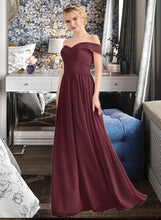 Load image into Gallery viewer, Kira A-Line Off-the-Shoulder Floor-Length Chiffon Bridesmaid Dress With Ruffle XXCP0013190