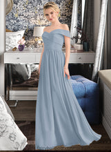 Load image into Gallery viewer, Kira A-Line Off-the-Shoulder Floor-Length Chiffon Bridesmaid Dress With Ruffle XXCP0013190