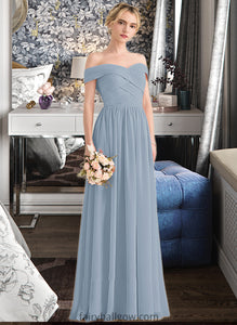 Kira A-Line Off-the-Shoulder Floor-Length Chiffon Bridesmaid Dress With Ruffle XXCP0013190