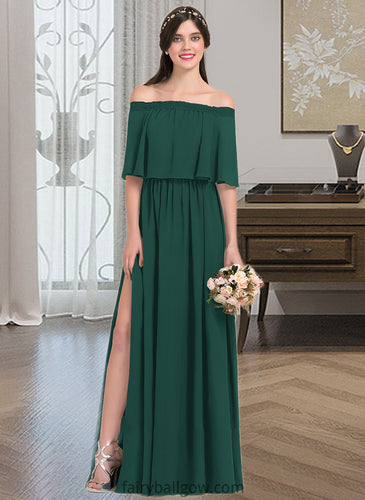 Karsyn A-Line Off-the-Shoulder Floor-Length Chiffon Bridesmaid Dress With Split Front XXCP0013192