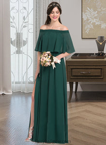 Karsyn A-Line Off-the-Shoulder Floor-Length Chiffon Bridesmaid Dress With Split Front XXCP0013192