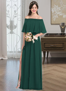 Karsyn A-Line Off-the-Shoulder Floor-Length Chiffon Bridesmaid Dress With Split Front XXCP0013192