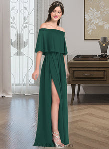 Karsyn A-Line Off-the-Shoulder Floor-Length Chiffon Bridesmaid Dress With Split Front XXCP0013192