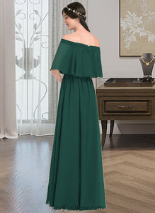 Karsyn A-Line Off-the-Shoulder Floor-Length Chiffon Bridesmaid Dress With Split Front XXCP0013192