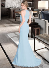 Load image into Gallery viewer, Janelle Trumpet/Mermaid Scoop Neck Sweep Train Chiffon Tulle Bridesmaid Dress With Ruffle XXCP0013194