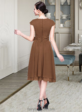 Load image into Gallery viewer, Kamryn Chiffon Knee-length Bridesmaid Dress with Cap Sleeves And Sashes XXCP0013195