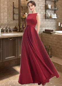 Diamond A-Line Scoop Neck Floor-Length Bridesmaid Dress XXCP0013198