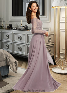 Florence A-Line Off-the-Shoulder Floor-Length Bridesmaid Dress XXCP0013200