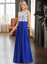 Load image into Gallery viewer, Esther A-Line Scoop Neck Floor-Length Chiffon Lace Bridesmaid Dress XXCP0013201